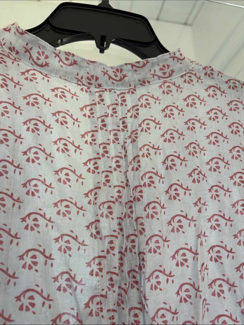 CPShades linen Long-Sleeve pale blue Dress with Red Floral Motif - Picture 9 of 13